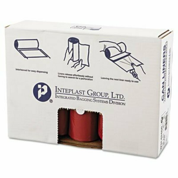 Inteplast LOW-DENSITY COMMERCIAL CAN LINERS, 45 GAL, 1.3 MIL, 40in X 46in, RED, 100PK SL4046R